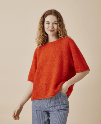 Zoom bild av 892201D Mönster Sally Oversized T-shirt i slätstickad, Permin