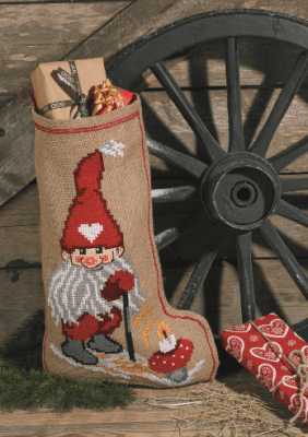 Zoom bild av Broderi_Korsstygn_Julstrumpa