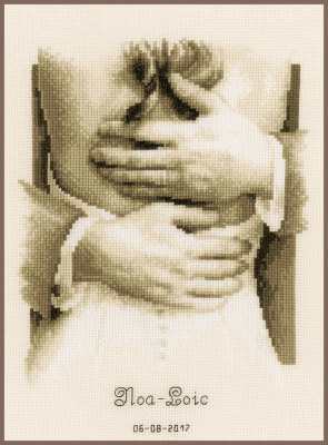 Zoom bild av bröllopsbroderi-korsstygn