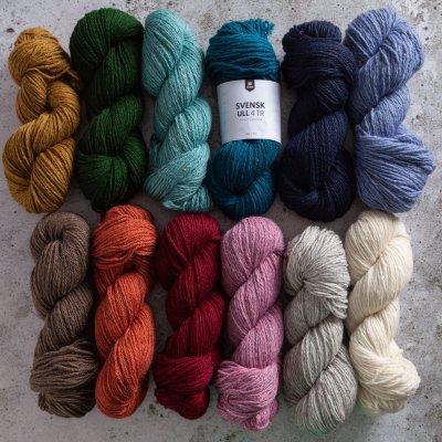 Zoom bild av svensk ull 4 tr Järbo alla färger